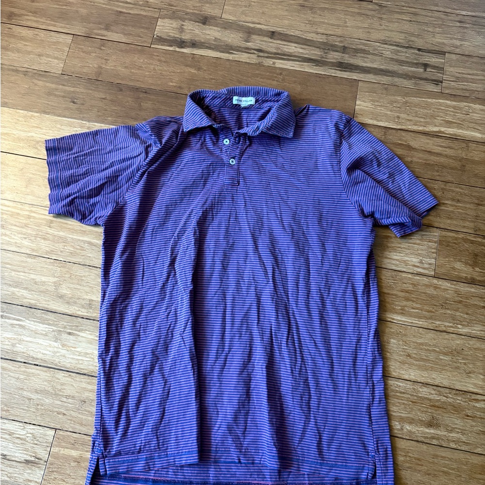Peter Millar Blue Striped Polo Shirt summer comfort only worn couple times